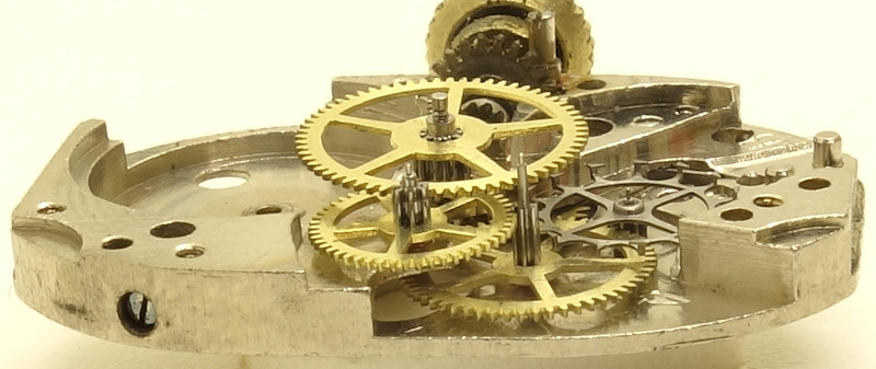 side view of the gear train H.F.Bauer B568: side view of the gear train
