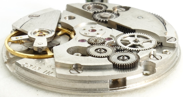 side view of the selfwinding gear train Poljot 2616.1H: side view of the selfwinding gear train