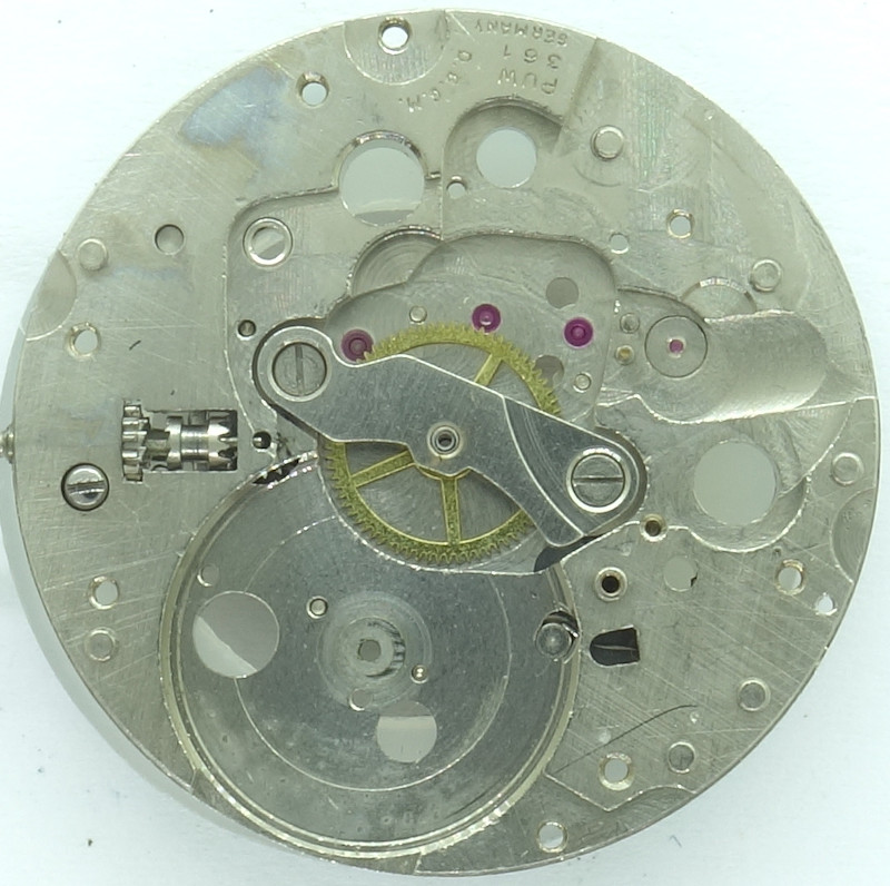 base plate with minute wheel bridge PUW 361: base plate with minute wheel bridge