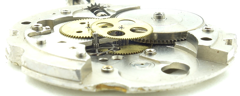 side view of the gear train Seiko 63A = Allwyn A6300: side view of the gear train