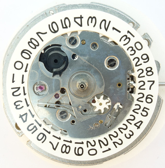 calendar mechanism without weekday disc Seiko 7S26A: calendar mechanism without weekday disc