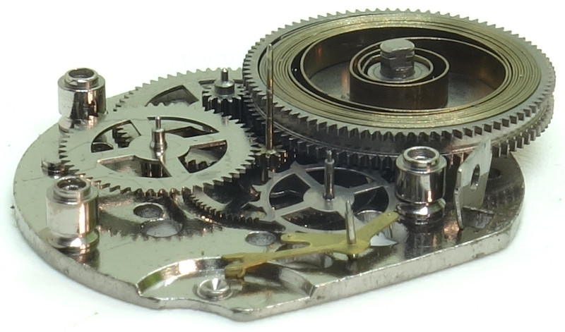 side view of the gear train Timex M116: side view of the gear train